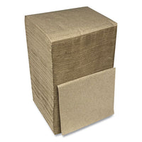 Beverage Napkins, 1-ply, 9.5" X 9.5", Kraft, 500-pack, 8 Packs-carton