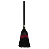 Flag Tipped Poly Bristle Lobby Broom, 37-38" Length, Natural-black, 12-carton