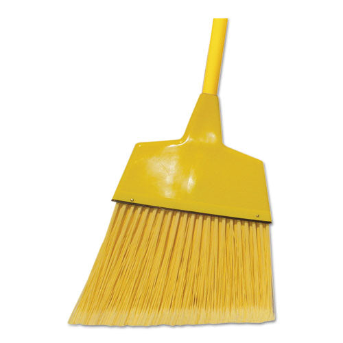 Poly Fiber Angled-head Lobby Brooms, 55", Yellow Lacquered Wood Handle, 12-carton