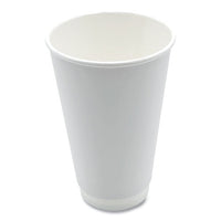 Paper Hot Cups, Double-walled, 16 Oz, White, 25/pack
