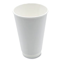 Paper Hot Cups, Double-walled, 16 Oz, White, 500/carton