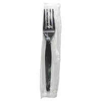 Heavyweight Wrapped Polystyrene Cutlery, Fork, Black, 1,000-carton