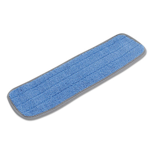 Microfiber Mop Head, Blue, 18 X 5, Split Microfiber, Hook & Loop Back, Dozen