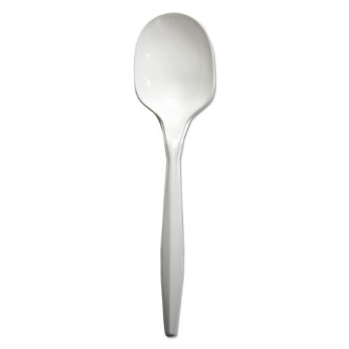 Mediumweight Polypropylene Cutlery, Soup Spoon, White, 1000-carton