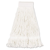 Saddleback Loop-end Wet Mop Heads, Large, White, Rayon, 12-carton