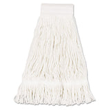 Saddleback Loop-end Wet Mop Heads, Large, White, Rayon, 12-carton