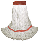 Saddleback Loop-end Wet Mop Heads, Large, White, Rayon, 12-carton