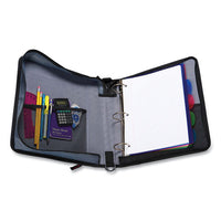 Classic Zipper Binder, 3 Rings, 2" Capacity, 11 X 8.5, Black-gray Accents