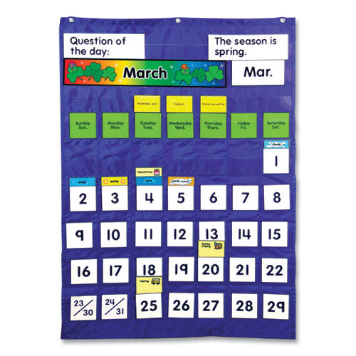 Complete Calendar And Weather Pocket Chart, 51 Pockets, 26 X 37.25, Blue