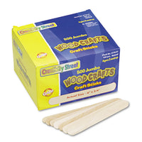 Natural Wood Craft Sticks, Jumbo Size, 6" X 0.75", Wood, Natural, 500-box