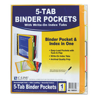 Binder Pocket With Write-on Index Tabs, 9.88 X 11.38, Assorted, 5-set