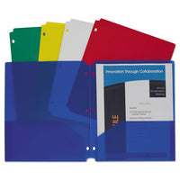 Two-pocket Heavyweight Poly Portfolio Folder, 3-hole Punch, Letter, Asst, 10-pk