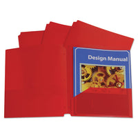 Two-pocket Heavyweight Poly Portfolio Folder, 3-hole Punch, Letter, Red, 25-box