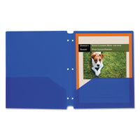Two-pocket Heavyweight Poly Portfolio Folder, 3-hole Punch, Letter, Blue, 25-box