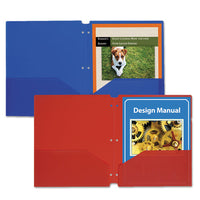 Two-pocket Heavyweight Poly Portfolio Folder, 3-hole Punch, Letter, Blue, 25-box