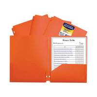 Two-pocket Heavyweight Poly Portfolio Folder, 3-hole Punch, 11 X 8.5, Orange, 25-box