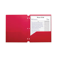 Two-pocket Heavyweight Poly Portfolio Folder, 3-hole Punch, 11 X 8.5, Red, 25-box