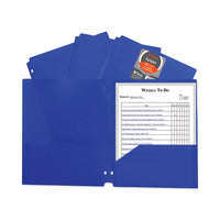 Two-pocket Heavyweight Poly Portfolio Folder, 3-hole Punch, 11 X 8.5, Blue, 25-box