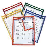 Reusable Dry Erase Pockets, 9 X 12, Assorted Primary Colors, 10-pack
