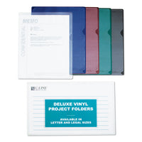 Deluxe Vinyl Project Folders, Legal Size, Clear, 50-box