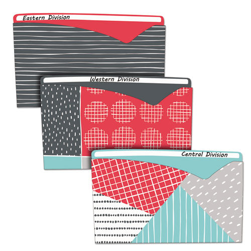 Write-on Fashion Poly File Jackets, Straight Tab, Letter Size, Assorted Colors, 6-pack