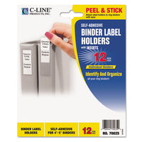 Self-adhesive Ring Binder Label Holders, Top Load, 2 1-4 X 3 5-8, Clear, 12-pack