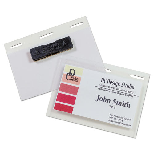 Self-laminating Magnetic Style Name Badge Holder Kit, 2" X 3", Clear, 20-box