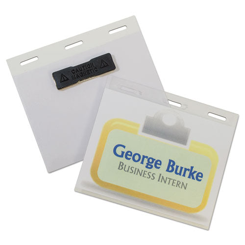 Self-laminating Magnetic Style Name Badge Holder Kit, 3" X 4", Clear, 20-box