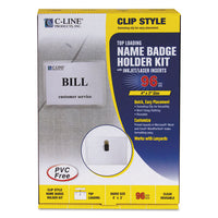 Name Badge Kits, Top Load, 4 X 3, Clear, Clip Style, 96-box