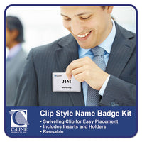 Name Badge Kits, Top Load, 4 X 3, Clear, Clip Style, 96-box