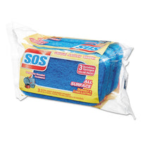 All Surface Scrubber Sponge, 2 1-2 X 4 1-2, 0.9" Thick, Blue, 3-pack, 8 Packs-ct