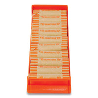 Stackable Plastic Coin Tray, Quarters, 10 Compartments, Orange