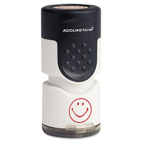 Pre-inked Round Stamp, Smiley, 5-8" Dia., Red