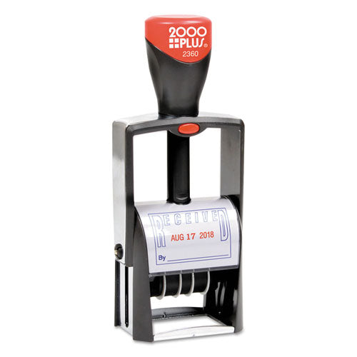Self-inking Heavy-duty Line Dater, 1.25" X 1.82", Red-blue
