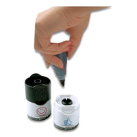 Dual Message Pre-inked Round Stamp, Smiley Face-thumbs-up, 5-8" Dia., Red-blue