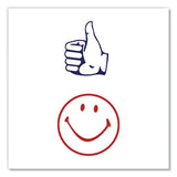 Dual Message Pre-inked Round Stamp, Smiley Face-thumbs-up, 5-8" Dia., Red-blue