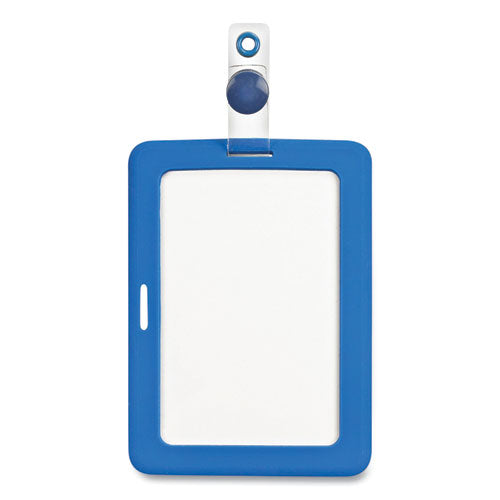 Myid Badge Holder, Vertical-horizontal, 3 5-8 X 2 1-4, Blue, 1-ea