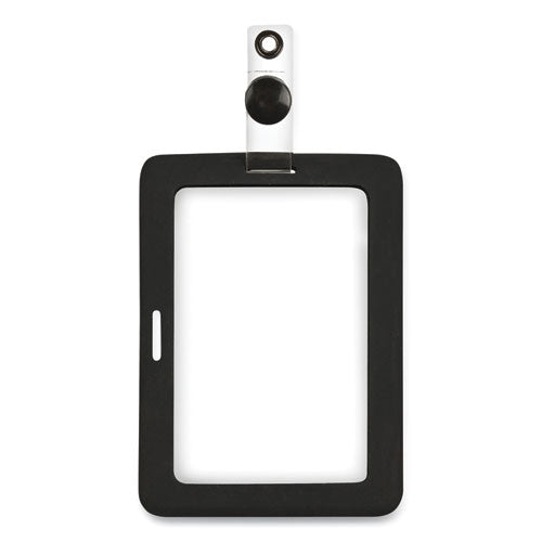 Myid Badge Holder, Vertical-horizontal, 3 5-8 X 2 1-4, Black, 1-ea