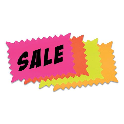 Write-on “do It Yourself” Sign, Rectangular Burst, Die-cut Paper, 10.13 X 6.38, Assorted Fluorescent Colors, 36-pack