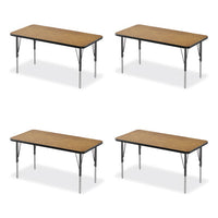 Adjustable Activity Table, Rectangular, 48" X 24" X 19" To 29", Med Oak Top, Black Legs, 4/pallet, Ships In 4-6 Business Days