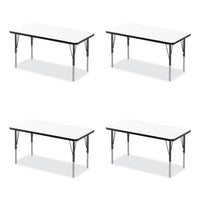 Markerboard Activity Tables, Rectangular, 60" X 24" X 19" To 29", White Top, Black Legs, 4/pallet, Ships In 4-6 Business Days