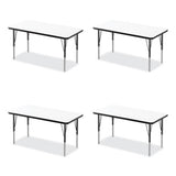 Markerboard Activity Tables, Rectangular, 60" X 24" X 19" To 29", White Top, Black Legs, 4/pallet, Ships In 4-6 Business Days