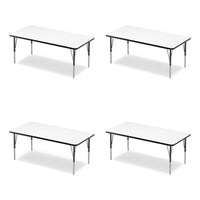 Markerboard Activity Tables, Rectangular, 60" X 30" X 19" To 29", White Top, Black Legs, 4/pallet, Ships In 4-6 Business Days