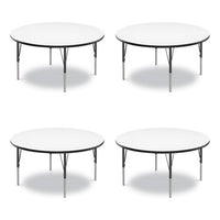 Dry Erase Markerboard Activity Tables, Round, 42" X 19" To 29", White Top, Black Legs, 4/pallet, Ships In 4-6 Business Days