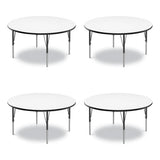 Dry Erase Markerboard Activity Tables, Round, 42" X 19" To 29", White Top, Black Legs, 4/pallet, Ships In 4-6 Business Days