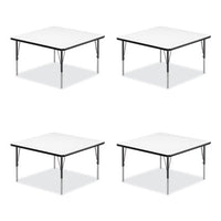 Markerboard Activity Tables, Square, 48" X 48" X 19" To 29", White Top, Black Legs, 4/pallet, Ships In 4-6 Business Days
