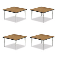 Adjustable Activity Tables, Square, 48" X 48" X 19" To 29", Medium Oak Top, Silver Legs, 4/pallet, Ships In 4-6 Business Days
