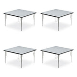 Adjustable Activity Tables, Square, 48" X 48" X 19" To 29", Gray Top, Silver Legs, 4/pallet, Ships In 4-6 Business Days