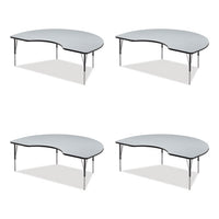 Adjustable Activity Tables, Kidney Shaped, 72" X 48" X 19" To 29", Gray Top, Gray Legs, 4/pallet, Ships In 4-6 Business Days