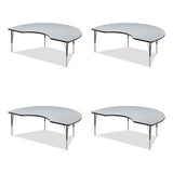 Adjustable Activity Tables, Kidney Shaped, 72" X 48" X 19" To 29", Gray Top, Gray Legs, 4/pallet, Ships In 4-6 Business Days